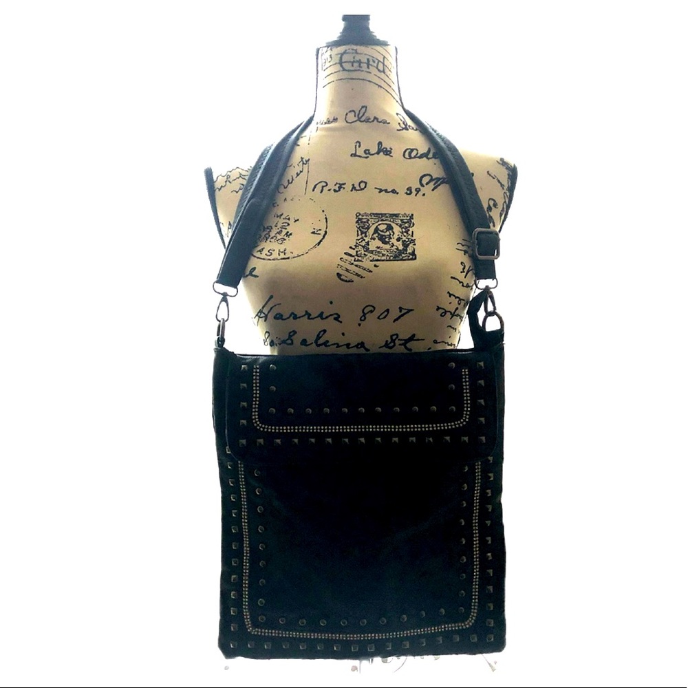 🥀Black Stud & Rhinestone Large Tote Crossbody Bag